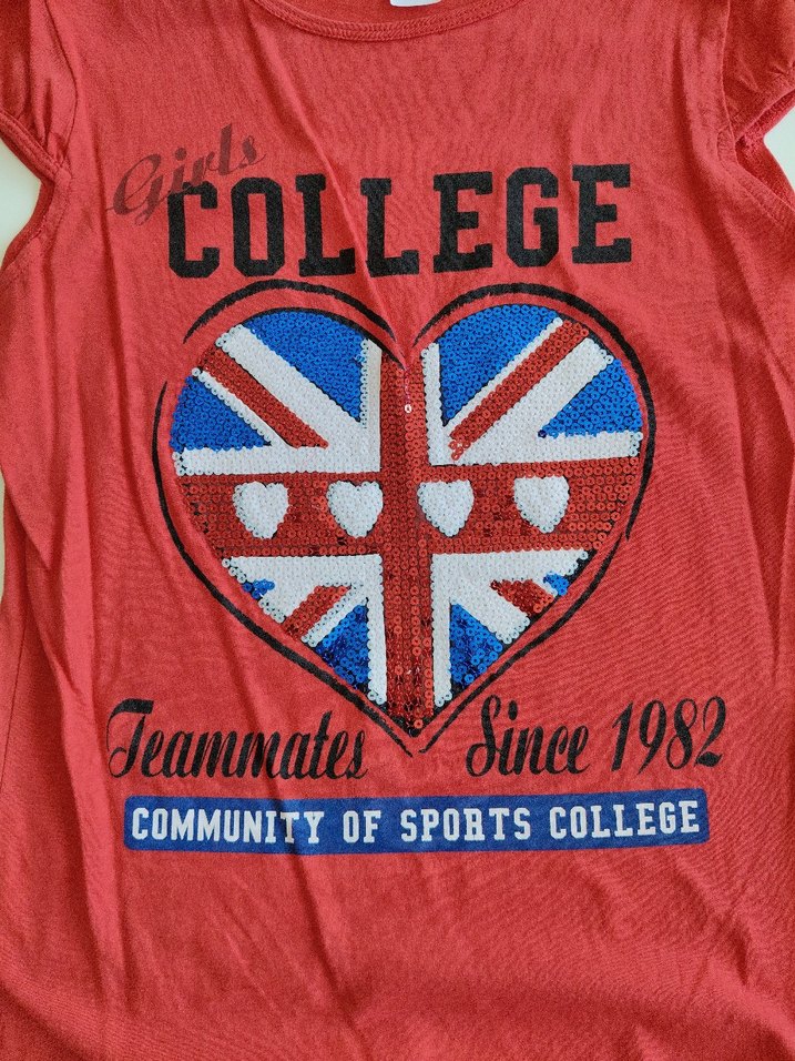 Kızlar için Kırmızı Payetli Baskılı Tişört - Görsel 4