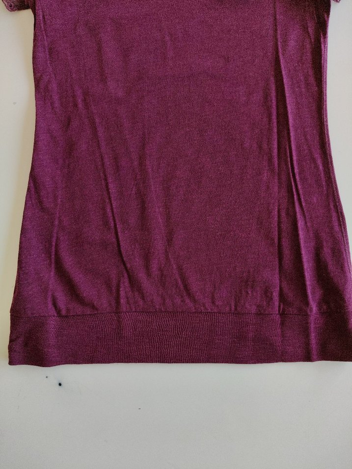 Kadın Mürdüm Bordo Dantelli Kısa Kollu Tişört - Görsel 2