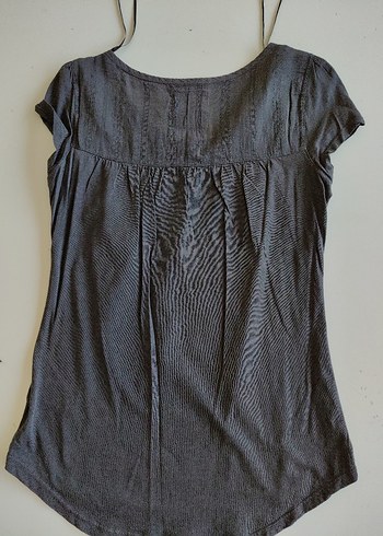 Gri Kısa Kollu Düğmeli Bluz - Görsel 6