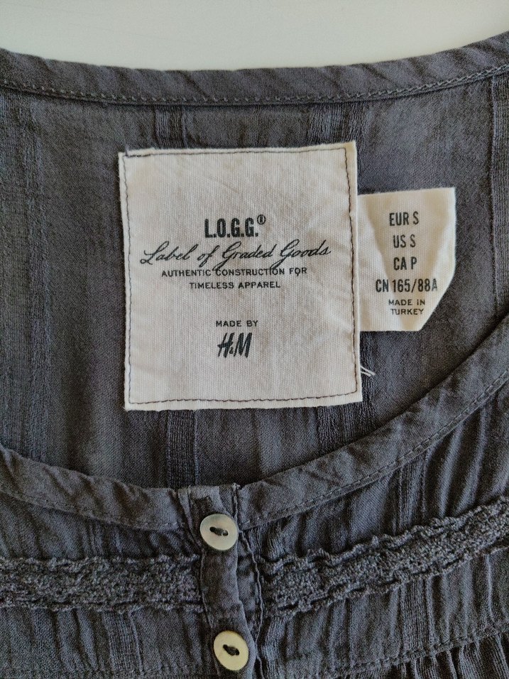 Gri Kısa Kollu Düğmeli Bluz - Görsel 4