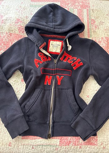 Abercrombie & Fitch A F Lacivert Kapusonlu Fermuarli Sweatshirt