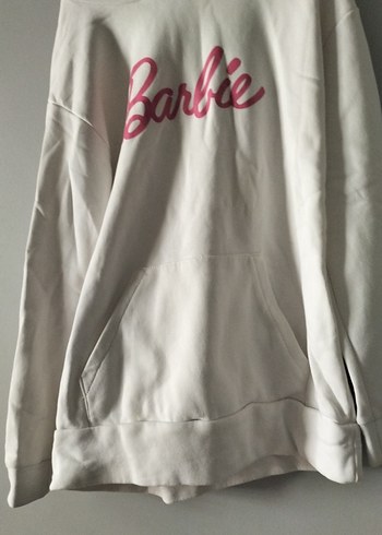 Beyaz Barbie Baskılı Uzun Kollu Sweatshirt