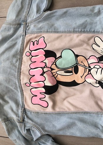 Kız Çocuk Pembe Baskılı Denim Ceket