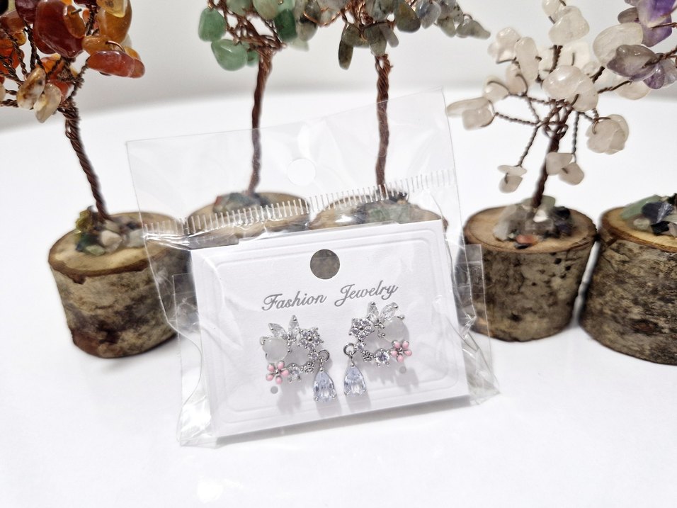 Mor Mini İşlemeli Payetli Kadın Küpeler - Görsel 4