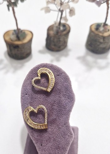 Altın Renk Mini Kalp Küpeler - Görsel 3