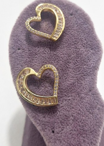 Altın Renk Mini Kalp Küpeler - Görsel 4