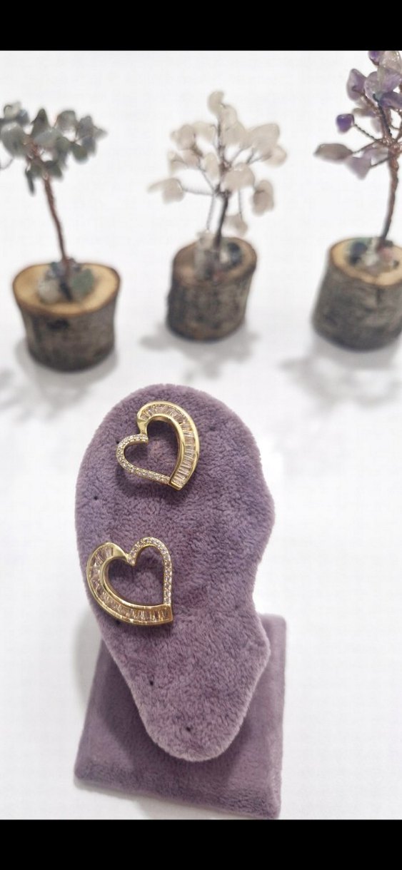 Altın Renk Mini Kalp Küpeler - Görsel 3