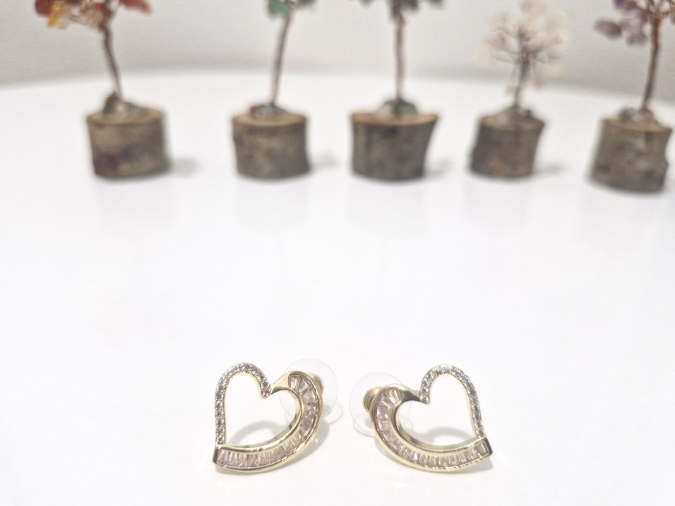 Altın Renk Mini Kalp Küpeler - Görsel 2