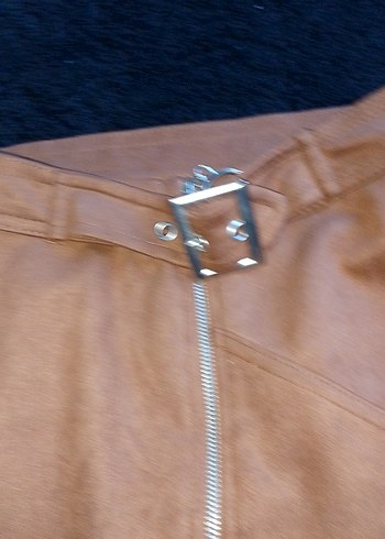 Bej Süet Fermuarlı Mini Etek - Görsel 2