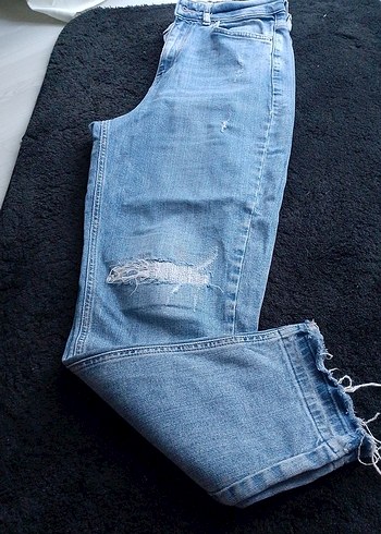 Kadın Mavi Bol Kesim Denim Jean - Görsel 3