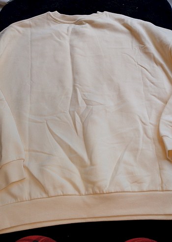 Kadın Beyaz Basic Keten Sweatshirt - Görsel 3