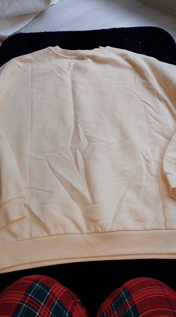 Kadın Beyaz Basic Keten Sweatshirt - Görsel 3