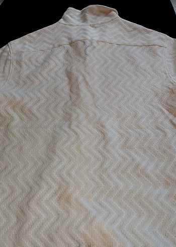 Beyaz Erkek Keten Kısa Kollu Gömlek - Görsel 3