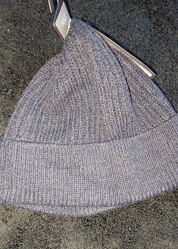 M&S Gri Örgü Yün Kadın Bere - Görsel 2