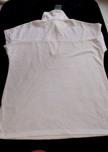 Beyaz V-Yaka Keten Kadın Tişört - Görsel 3