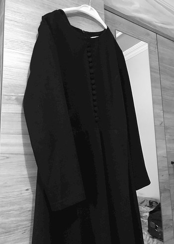 Düğmeli Siyah Kadın Uzun Elbise - Görsel 3