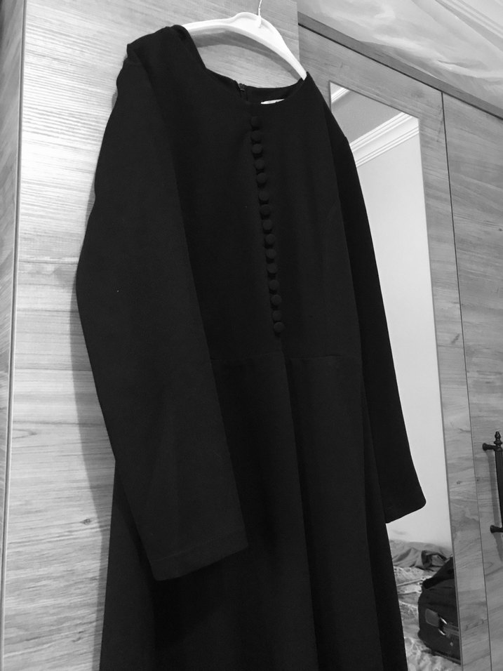 Düğmeli Siyah Kadın Uzun Elbise - Görsel 3