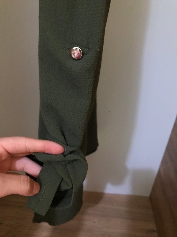 Kadın Haki Uzun Keten Salaş Tunik - Görsel 2