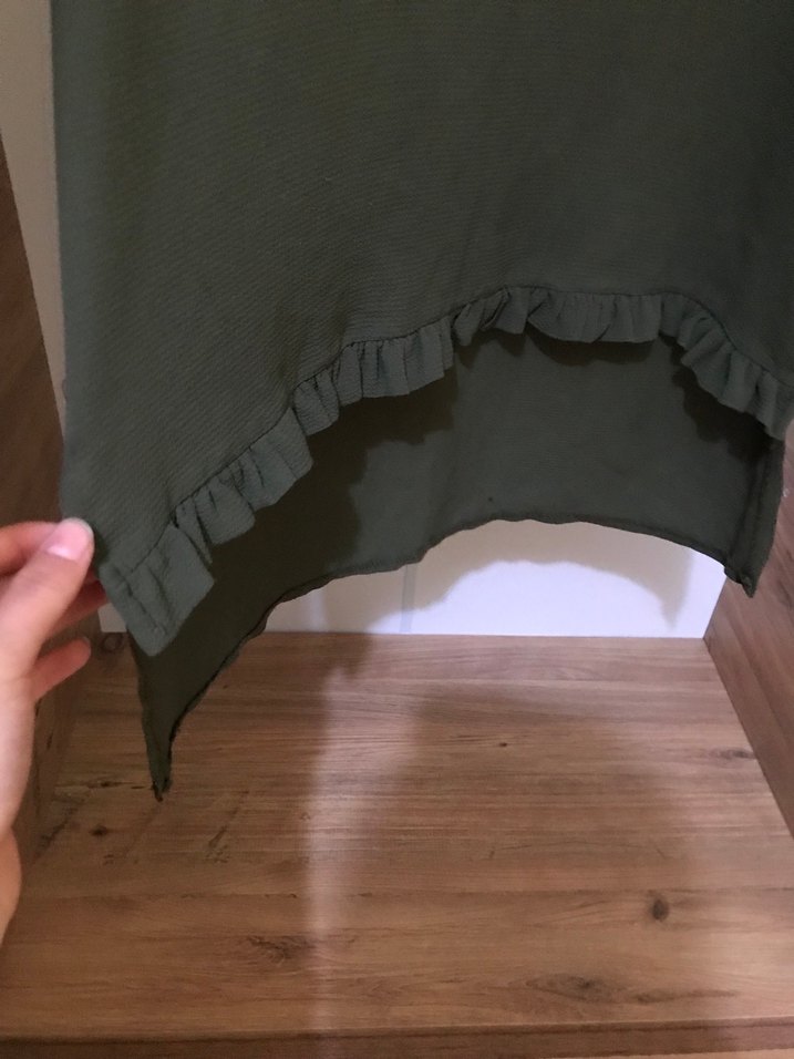 Kadın Haki Uzun Keten Salaş Tunik - Görsel 4