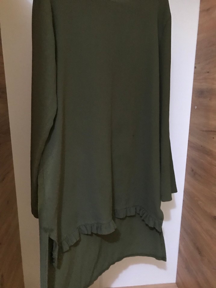 Kadın Haki Uzun Keten Salaş Tunik - Görsel 3