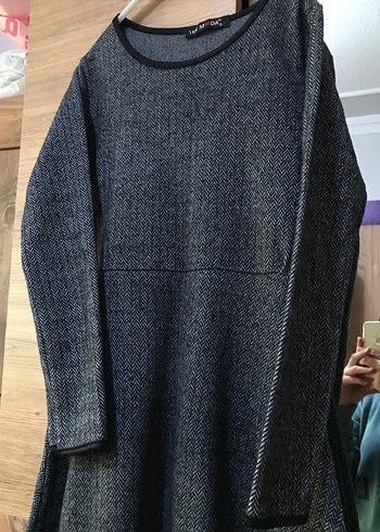 Gri Kadın Hamile Uzun Kollu Triko Elbise - Görsel 3