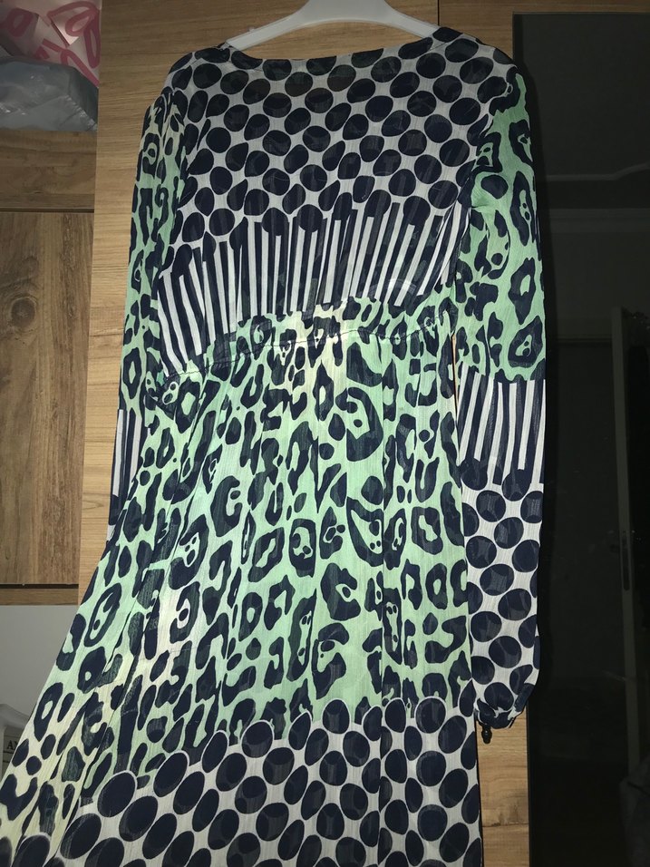 Desenli Bohem Uzun Kollu Elbise - Görsel 2