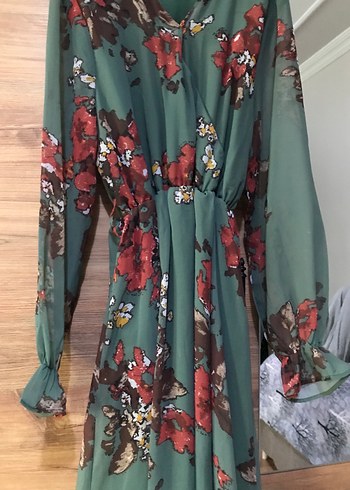 Yeşil Desenli Uzun Bohem Elbise - Görsel 2