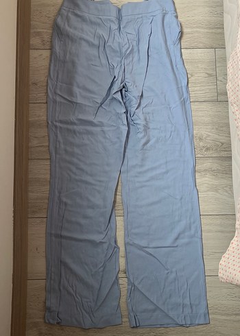 Mavi Kemerli Rahat Kesim Keten Kadın Pantolon - Görsel 4