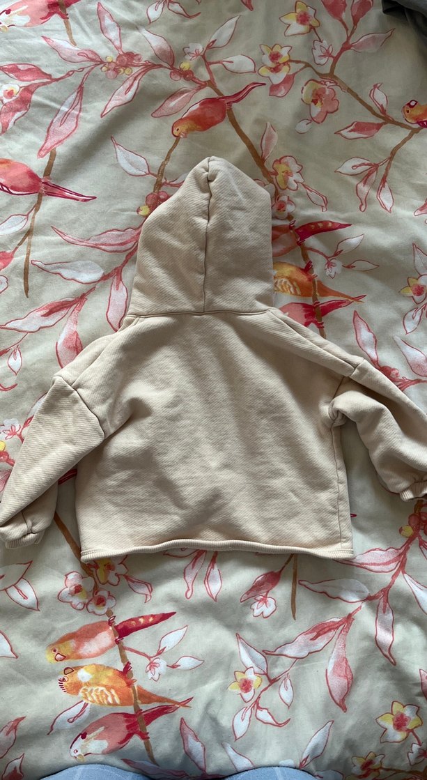 Kız Çocuk Kapüşonlu Beyaz Düğmeli Ceket - Görsel 2