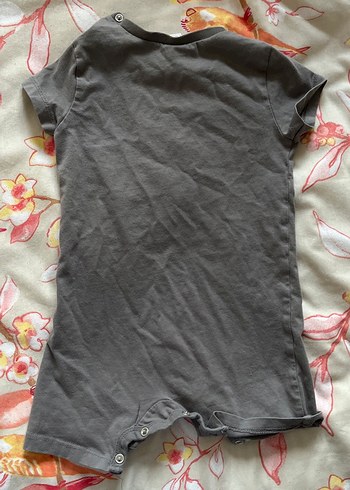 Gri Kısa Kollu Bebek Tulum Dinazor Desenli - Görsel 2