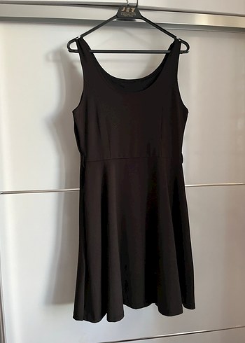 Siyah V Yakalı Midi Kolsuz Elbise - Görsel 2