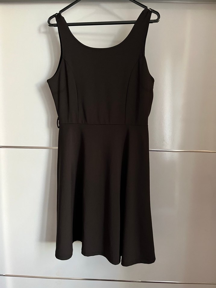 Siyah V Yakalı Midi Kolsuz Elbise - Görsel 3