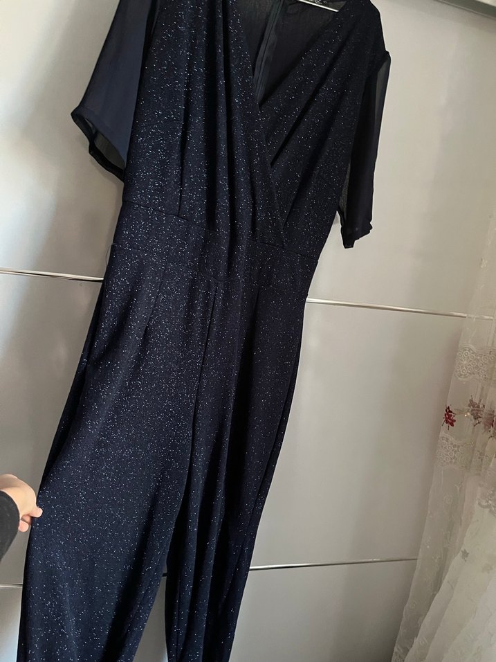 Lacivert V Yaka Uzun Salaş Tulum - Görsel 3