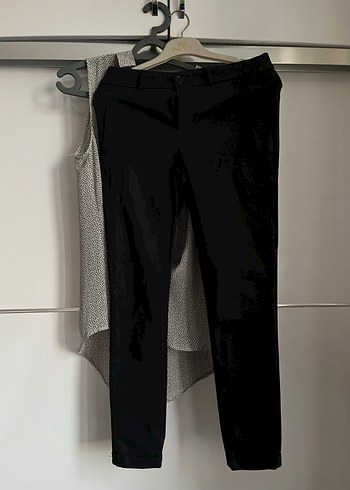 Kadın Lacivert Kemerli Kumaş Pantolon - Görsel 2