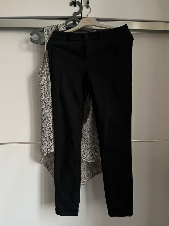 Kadın Lacivert Kemerli Kumaş Pantolon - Görsel 2