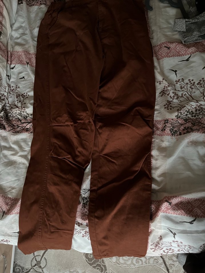 Kahverengi Midi Kadın Keten Pantolon - Görsel 2