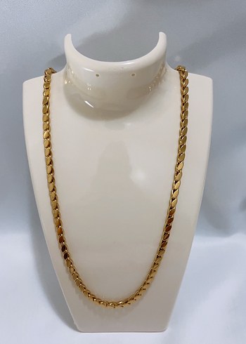 Uzun Zincir arpa Detaylı gold çelik kolye 45 cm