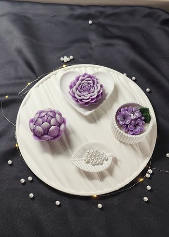 Mor Dekoratif İskandinav Mum Seti - Görsel 2