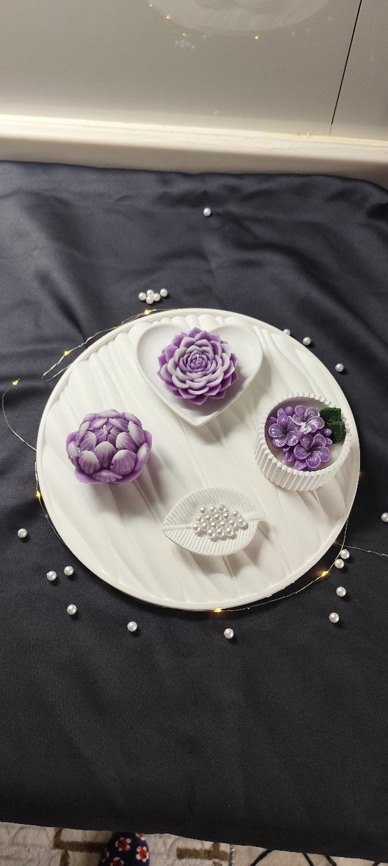 Mor Dekoratif İskandinav Mum Seti - Görsel 2