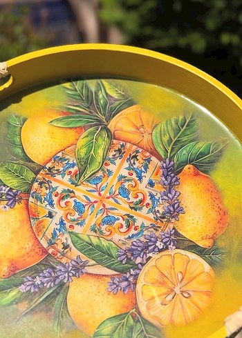 Ahşap yuvarlak tepsi - Görsel 3