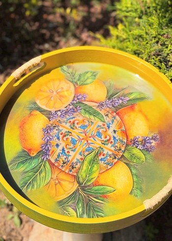 Ahşap yuvarlak tepsi - Görsel 2