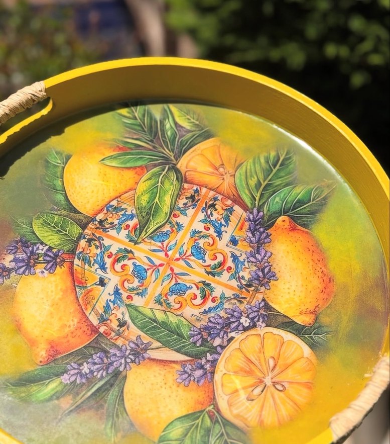 Ahşap yuvarlak tepsi - Görsel 3