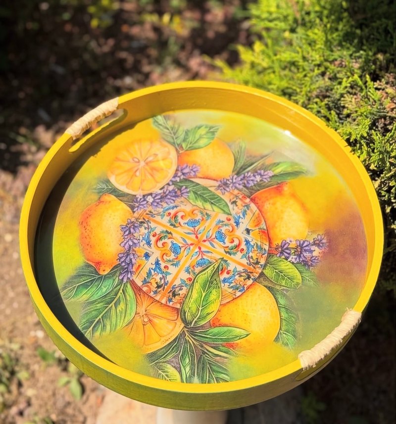 Ahşap yuvarlak tepsi - Görsel 2