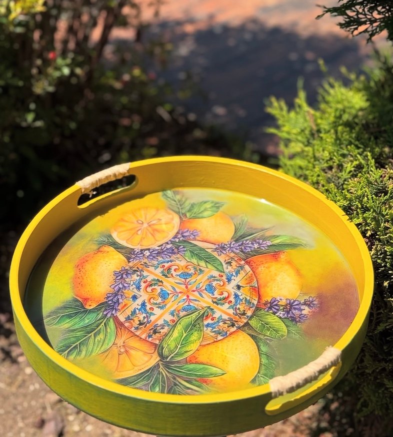 Ahşap yuvarlak tepsi - Görsel 5