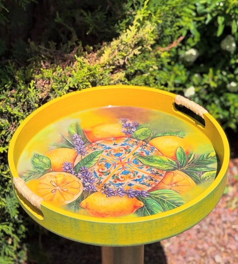 Ahşap yuvarlak tepsi - Görsel 4