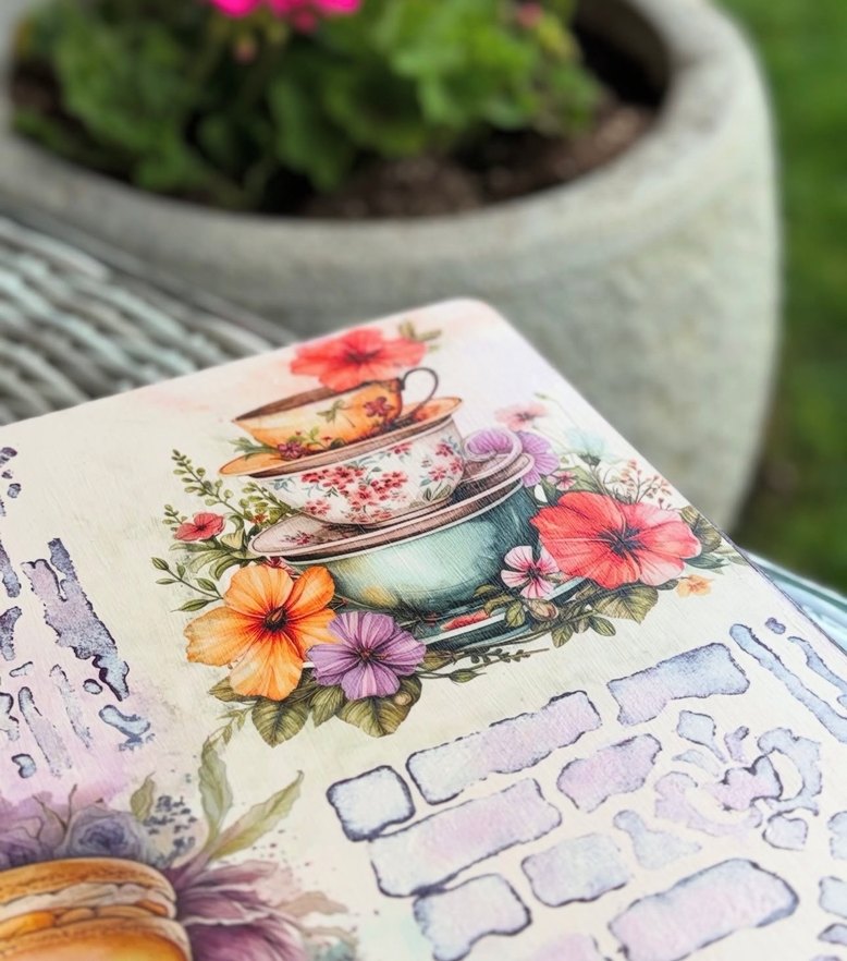 Bohem Tarzda Çiçek ve Makaron Desenli Dekoratif Sunumluk - Görsel 2