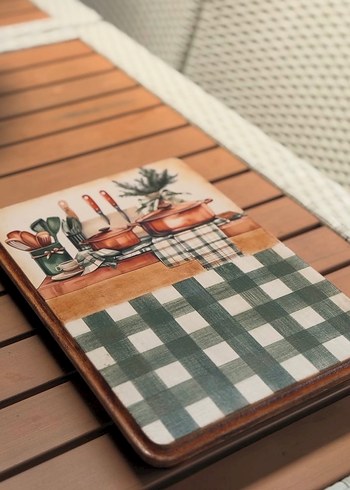 Yeşil Kareli Mutfak Servis Tahtası - Görsel 2