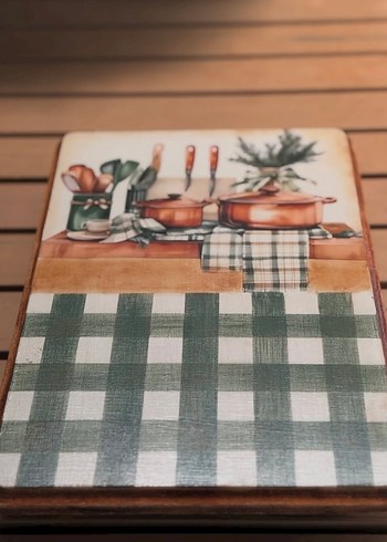 Yeşil Kareli Mutfak Servis Tahtası - Görsel 3