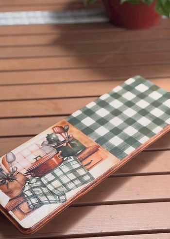 Yeşil Kareli Mutfak Servis Tahtası - Görsel 5