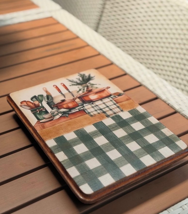 Yeşil Kareli Mutfak Servis Tahtası - Görsel 2